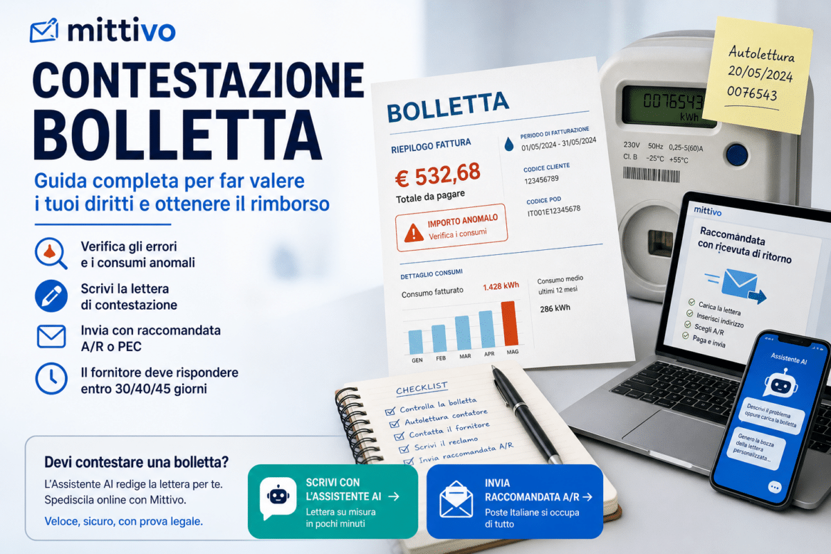 contestazione bolletta lettera fac simile modello