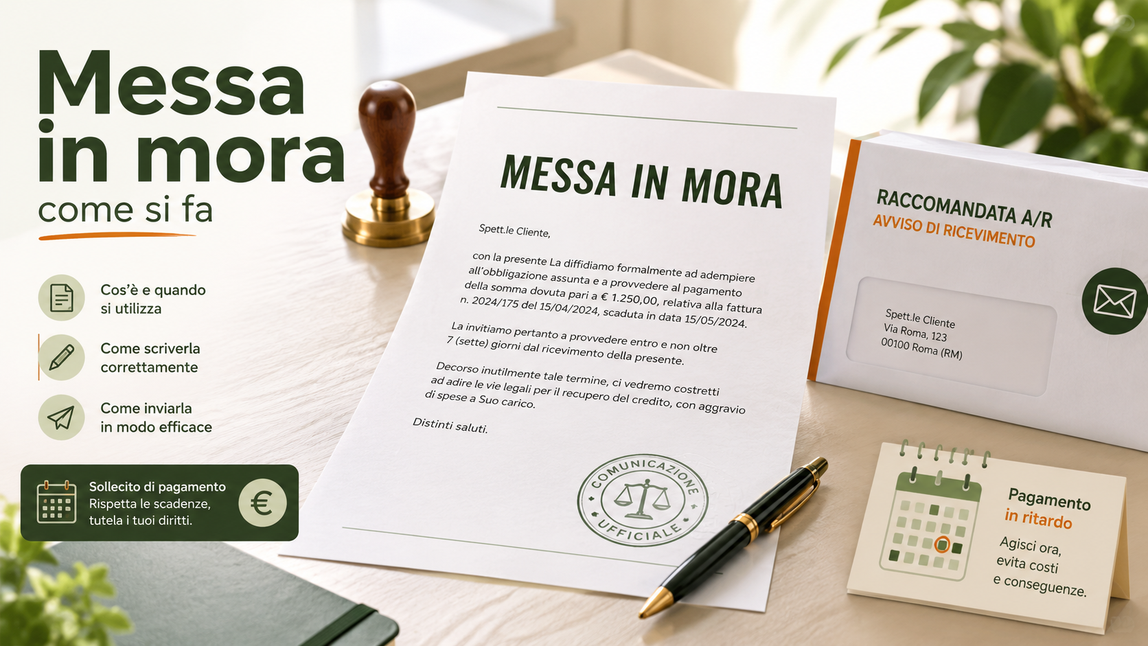 messa in mora fac simile come si fa